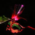 Princess Masquerade Plumed Mask Female Luminous Optical Fiber Venice Party Mask Half Face Red