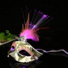 Princess Masquerade Plumed Mask Female Luminous Optical Fiber Venice Party Mask Half Face Silver