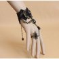 Angel's Wings Metal Bracelets Gothic Style Black Lace Charm Bracelet With Ring Party Prom Jewelry