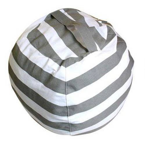 Large Capacity Thickened Stuffed Plush Toy Storage Bean Bag Stripe Fabric   Gray