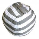 Large Capacity Thickened Stuffed Plush Toy Storage Bean Bag Stripe Fabric   Gray