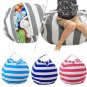 Large Capacity Thickened Stuffed Plush Toy Storage Bean Bag Stripe Fabric   Gray