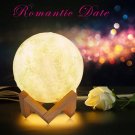 3D Printing Moon Lamp USB LED Night Moonlight Touch Color Changing 5.5"
