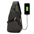 Men Canvas Chest Bag Outdoor Crossbody Sling Shoulder Backpack With USB Charging Large Capacity