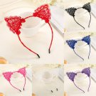 6Pcs  Women Fashion Sexy Lace Cat Ears Headband Portrait Style Hair Hoop