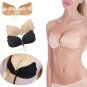 Sexy Ladies 3/4 Cup Nubra Invisible Sticky Bra Strapless Brasier Silicone Push Up Bra Cup C Black