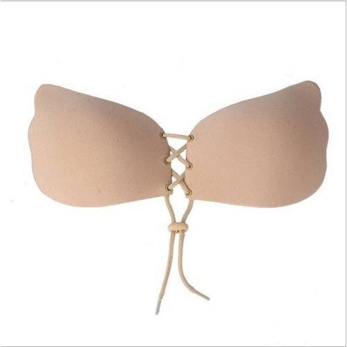 Sexy Ladies 3/4 Cup Nubra Invisible Sticky Bra Strapless Brasier Silicone Push Up Bra Cup C Khaki