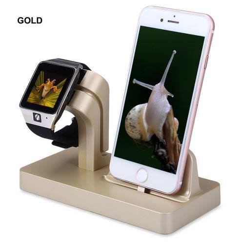 Charging Dock Stand Bracket Accessories Holder For iPhone Apple Watch iwatch Gold