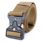 Men's Outdoor Military Training Tactical Belt Canvas Buckle Belt Web Belt  Brown