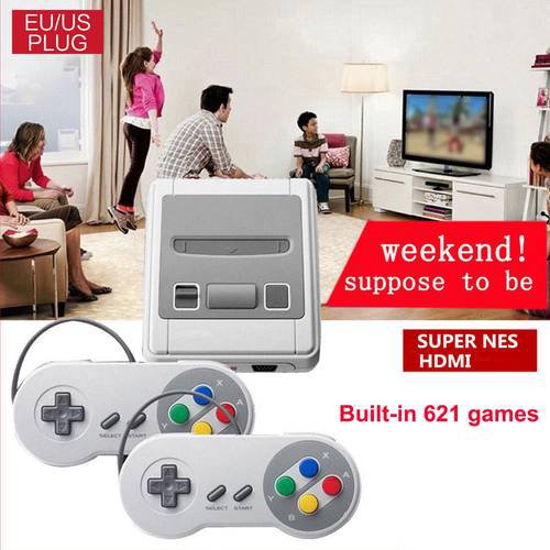HDMI 8 Bit Retro Game Console Built-in 621 Games With 2pcs Game Controllers  US plug