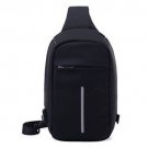 Anti Theft Small Chest Pack USB Charge Canvas Travel Sport Sling Bag Black