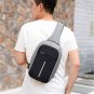 Anti Theft Small Chest Pack USB Charge Canvas Travel Sport Sling Bag Gray