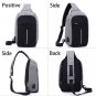 Anti Theft Small Chest Pack USB Charge Canvas Travel Sport Sling Bag Gray
