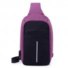 Anti Theft Small Chest Pack USB Charge Canvas Travel Sport Sling Bag Purple