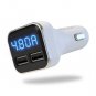 Dual USB Car Charger 4.8A Adapter LED Display Fast Charging For iPhone Samsung  White