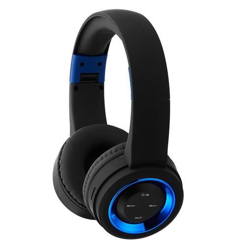 Wireless Bluetooth Headphone Head Mount Headset With Radio Microphone  Blue