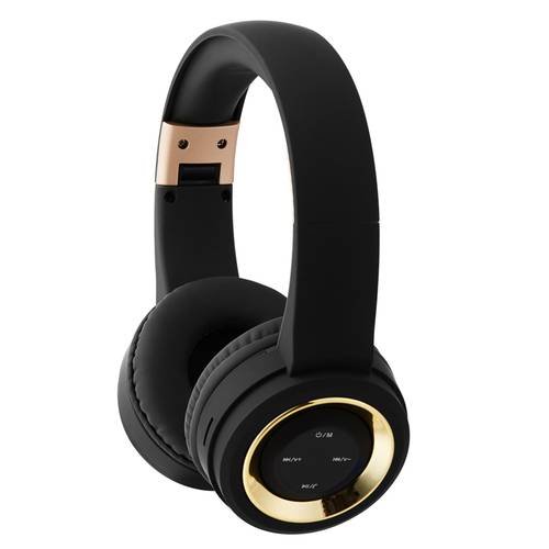 Wireless Bluetooth Headphone Head Mount Headset With Radio Microphone  Gold