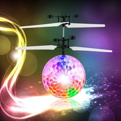 Infrared Induction Flying Flash Disco Colorful LED Ball Helicopter Kids Toy
