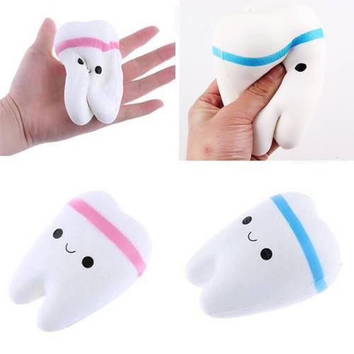 2 x New Squishy Cute Adorable Teeth Soft Slow Rising Jumbo Squeeze Cell Phone Strap