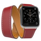 Genuine Leather Replace Wrist Strap Watchband With Adapters For Apple Watch iWatch 38mm  Red