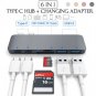 6 in 1 Type-C Hub USB3.0 Combo Hub with 2 USB-C Ports 2 Card Reader for MacBook