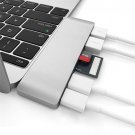 6 in 1 Type-C Hub USB3.0 Combo Hub with 2 USB-C Ports 2 Card Reader for MacBook