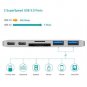 6 in 1 Type-C Hub USB3.0 Combo Hub with 2 USB-C Ports 2 Card Reader for MacBook