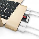6 in 1 Type-C Hub USB3.0 Combo Hub with 2 USB-C Ports 2 Card Reader for MacBook