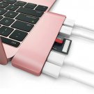 6 in 1 Type-C Hub USB3.0 Combo Hub with 2 USB-C Ports 2 Card Reader for MacBook