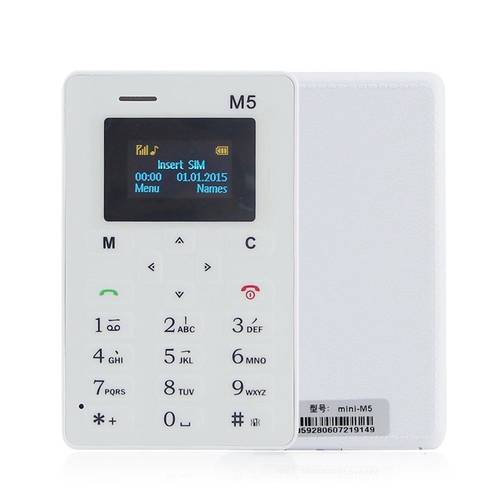Smallest Cell Phone Credit Card Size Micro SIM Unlocked GSM Mini Mobile Phone White