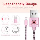 Nylon Braided Fast Lighting Charging Cable USB Data Sync Cord for iPhone iPad  (pig)