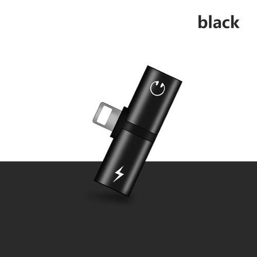 Dual Lightning Headphone Audio & Charge Adapter Splitter For iPhone Black