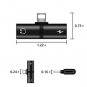 Dual Lightning Headphone Audio & Charge Adapter Splitter For iPhone Black
