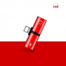 Dual Lightning Headphone Audio & Charge Adapter Splitter For iPhone Red