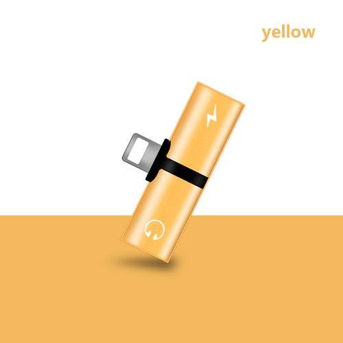 Dual Lightning Headphone Audio & Charge Adapter Splitter For iPhone Yellow