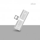 Dual Lightning Headphone Audio & Charge Adapter Splitter For iPhone Silver