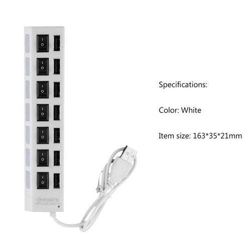 ON/OFF Sharing Switch Mini 7 Port USB 2.0 High Speed HUB For Laptop Computer