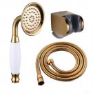 Brass metal PVD gold water saving telephone shower head set