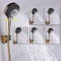 Gold water saving 5-way shower head pressure boost handheld shower sprayer