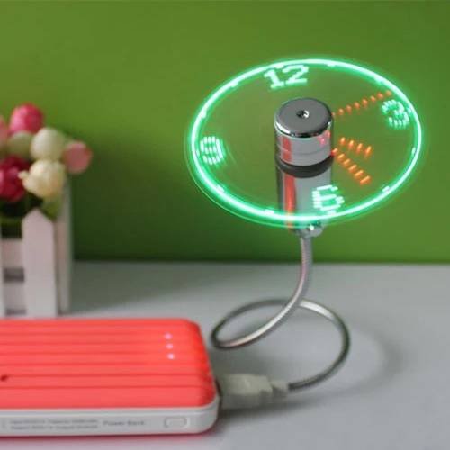 Mini Flexible Gooseneck LED Clock USB Fan For PC Notebook Time Display Cool