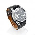 Fashion Big Leather Band Over Size Face Men Boys Sport Quartz Clock Wrist Watch --Best Gift