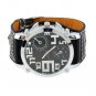 Fashion Big Leather Band Over Size Face Men Boys Sport Quartz Clock Wrist Watch --Best Gift