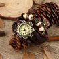 Ladies PU Leather Strap Butterfly Bracelet Watch Quartz Movement Wrist Watch  Coffee