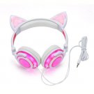 Foldable Flashing Glowing Cat Ear Headphone Gaming Headset with LED Light  Pink