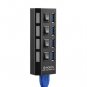 KDQ1 USB 3.0 Hub 4 Ports Speed 5Gbps for PC laptop with on/off switch Black