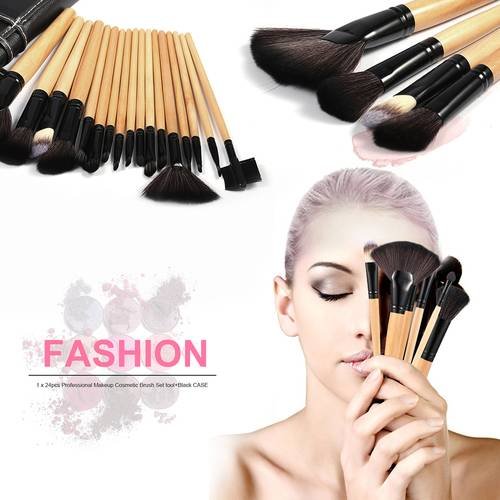 Pro 24 Pcs Makeup Brush Cosmetic Tool Kit Eyeshadow Powder Brush Set + Case