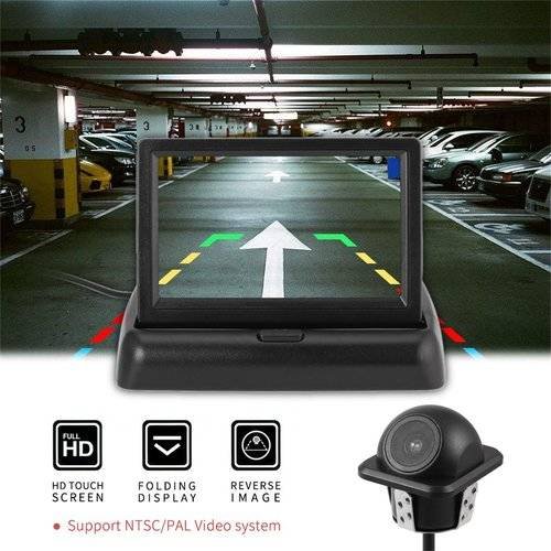 Car Reversing Assistance Kit with Folding Monitor+Waterproof Rear View Camera