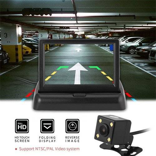 Car Reversing Assistance Kit with Folding Monitor + 4 LED Rear View Camera