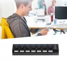 7 Ports ABS USB 3.0 Hub With On/Off SwitchAC Power Adapter +Cable  US Plug