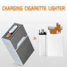USB Lighter cigarette case for 20 cigarettes pack Black